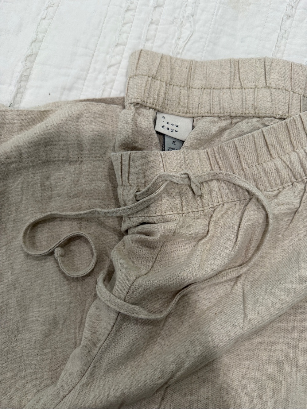 Wide Leg Drawstring Linen-Blend Pants in Taupe - A New Day (Target) - Picture 2 of 2